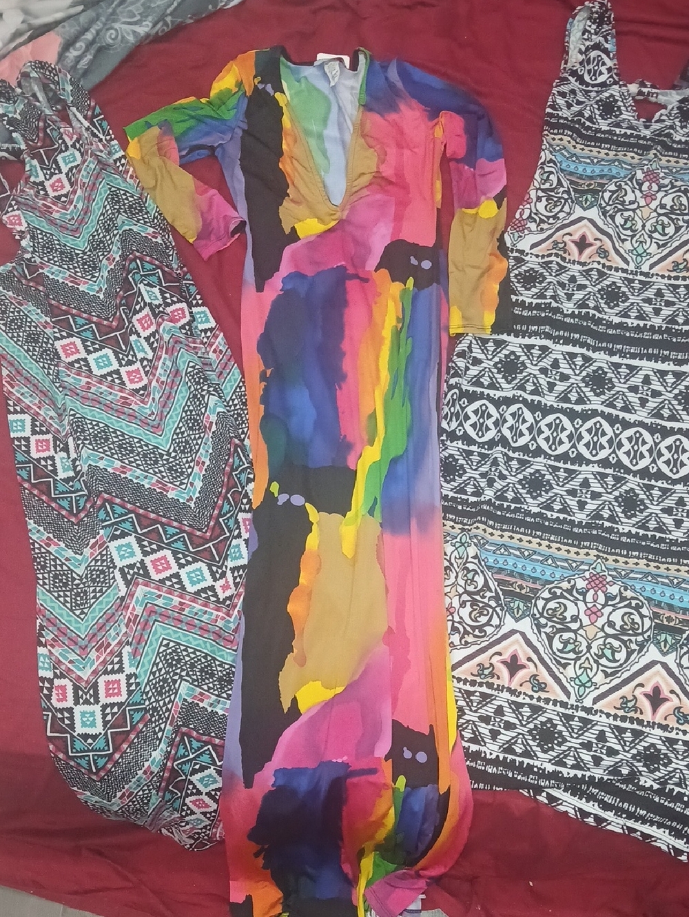 Vibrant Multi‑Color Abstract Maxi Dress